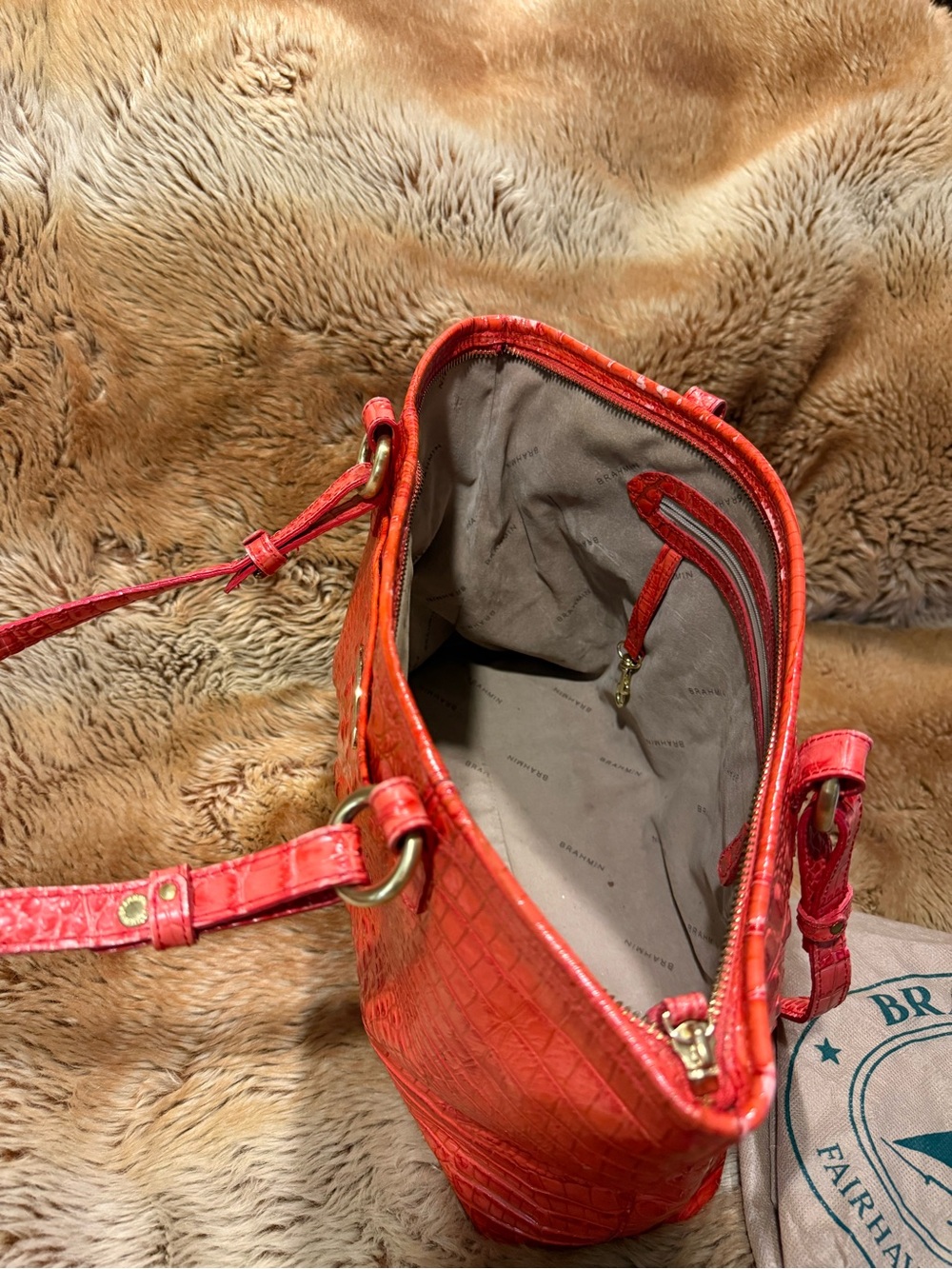 Brahmin Red Croc-Embossed Tote with Matching Wallet - Picture 3 of 3